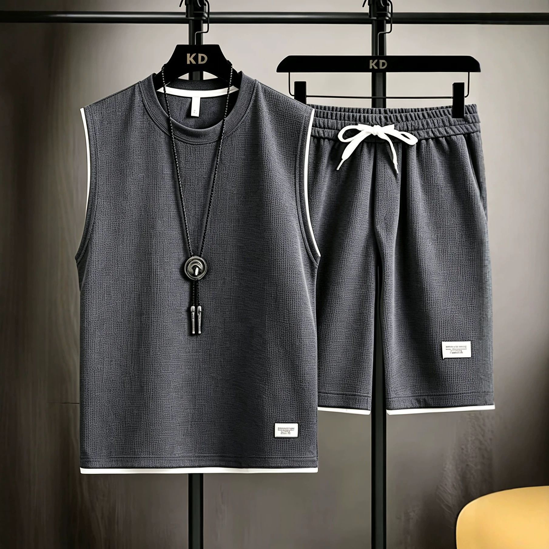 Mens Fashion Summer - Conjunto de colete masculino de verão
