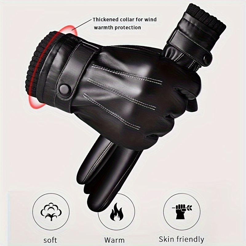 Driving Gloves Leather - 1 par luvas de inverno quente