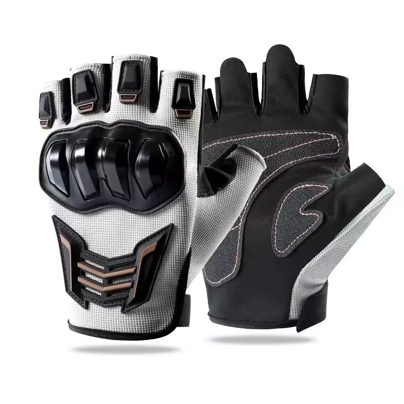 Driving Gloves Leather - Luvas respiráveis para motocicleta, meio dedo,