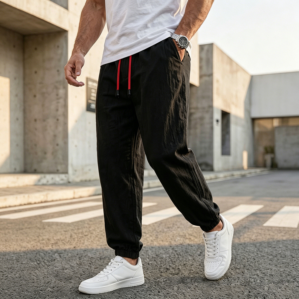 Men Fashion King - Calças Harem Casuais Masculinas, Corte Solto,