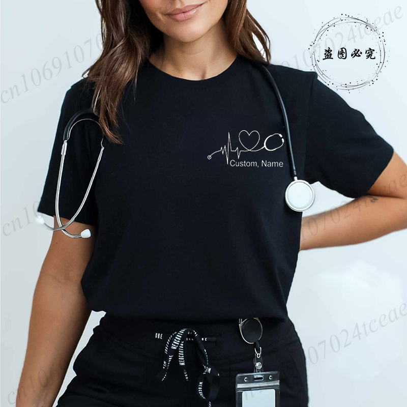 Men'S Fashion Names - Camiseta Personalizada para Enfermeiros com Estetoscópio