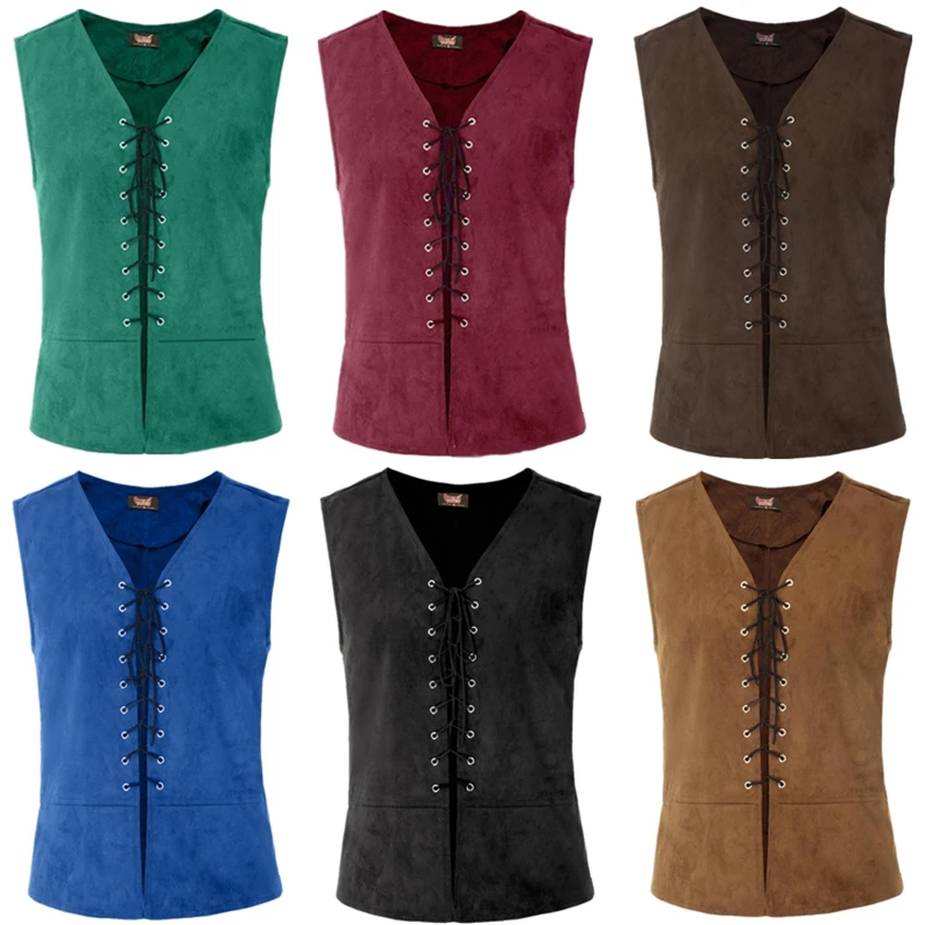 Mens Fashion Vest - Colete Masculino Punk Medieval, Traje Renascentista