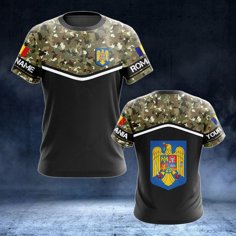Men'S Fashion Names - Camisetas Gráficas Camo com Bandeira da