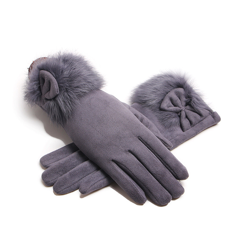 Driving Gloves Leather - Inverno feminino camurça couro arco de