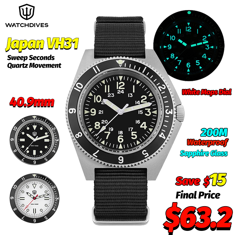 Mens Fashion Watch - Watchdives wd1972 relógio de quartzo safira