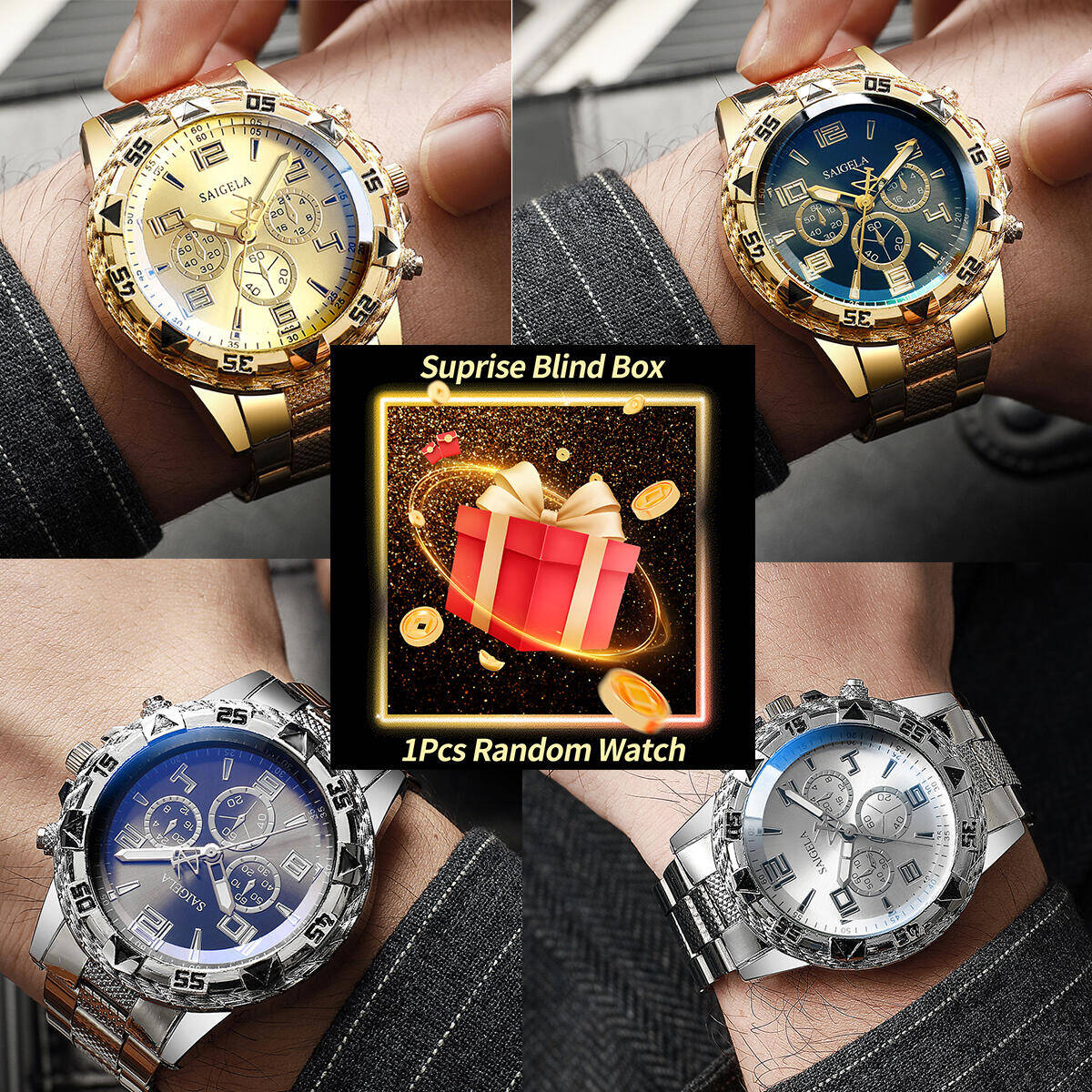 Mens Fashion Watch - 1pc surpresa mistério relógio caixa cega-men