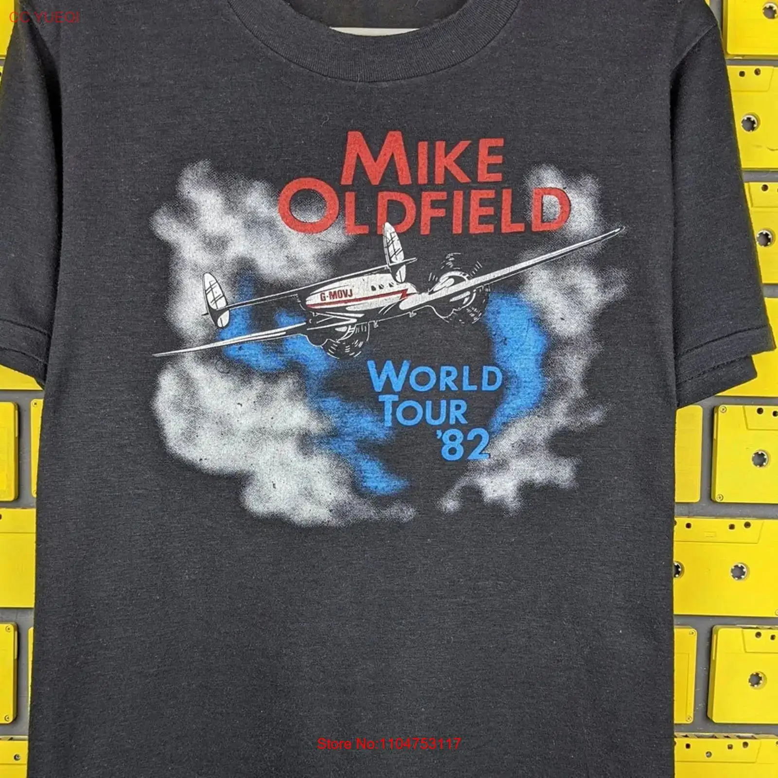 Mens Fashion World - Camiseta preta Mike Oldfield WORLD TOUR,