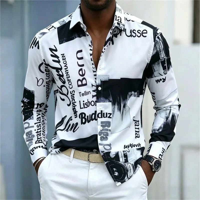Camisa masculina estampada de  - Mens Fashion Summer avaliação e preço
