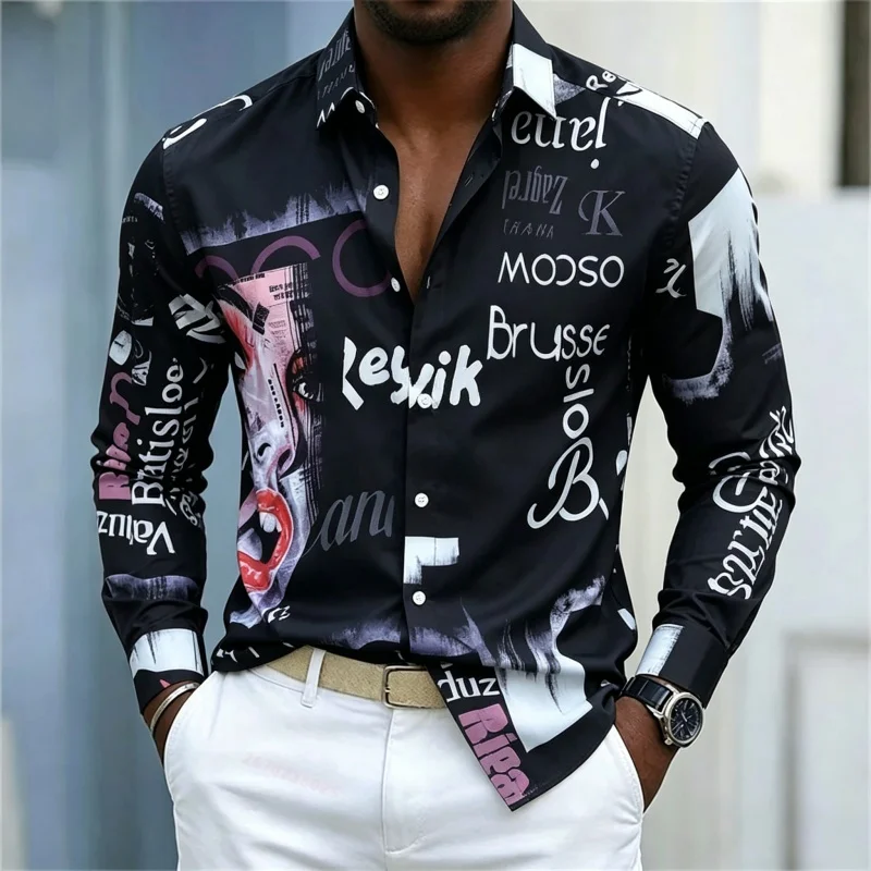 Camisa masculina estampada de  - Mens Fashion Summer avaliação e preço