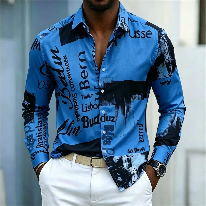 Camisa masculina estampada de  - Mens Fashion Summer avaliação e preço