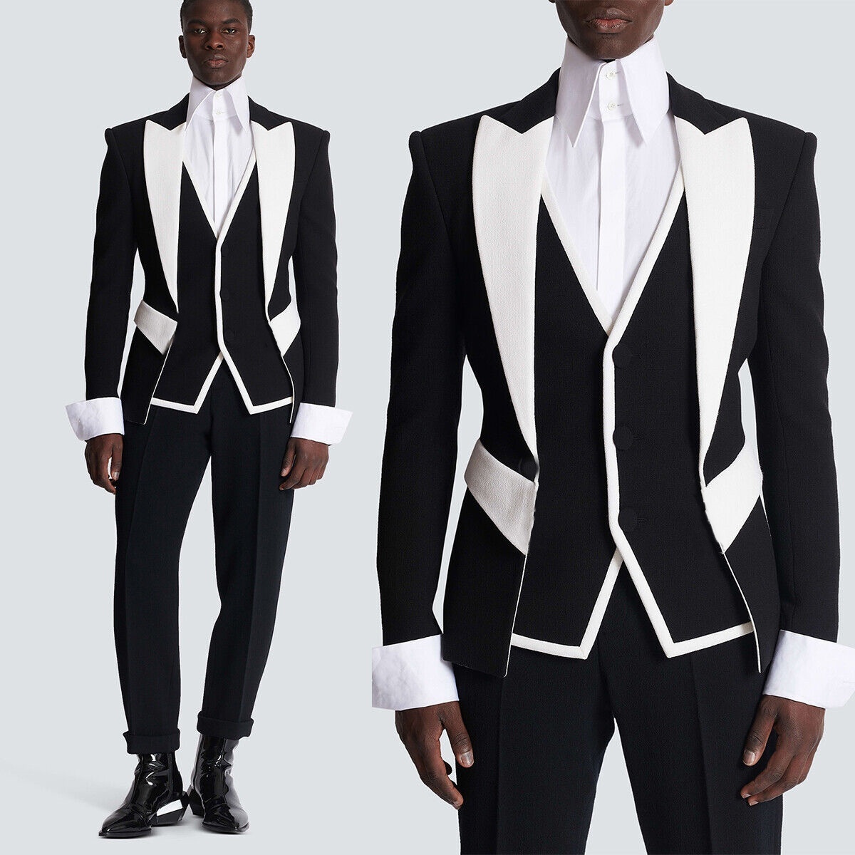 Personalizado preto e branco c - Mens Fashion Blazer avaliação e preço