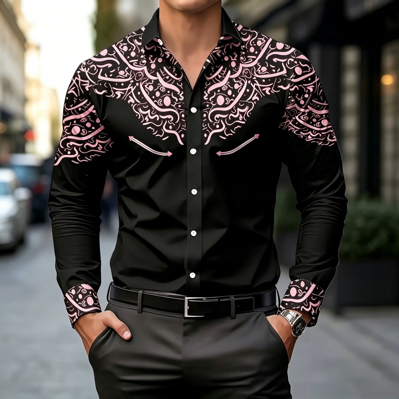 Camisa com Estampa em Preto e  - Mens Fashion Summer avaliação e preço