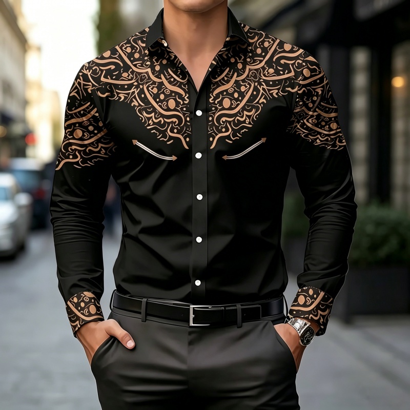 Camisa com Estampa em Preto e  - Mens Fashion Summer avaliação e preço