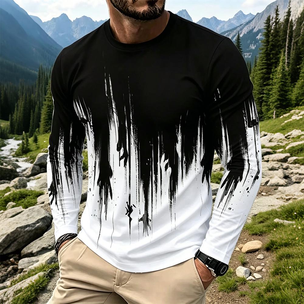 Camiseta Masculina de Manga Lo - Men'S Fashion T Shirts avaliação e preço